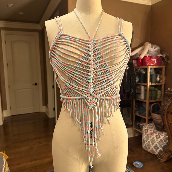Original GoodVibeGoda Handmade Multicolor Macramé Rope Top - Picture 2 of 5